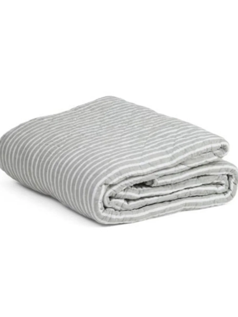 Tahari Home Striped Linen-Cotton Quilt in Sage and White